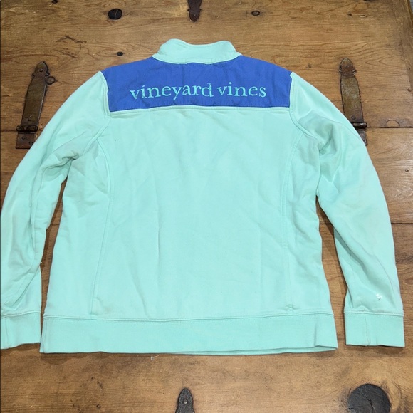 Vineyard Vines Mint & Blue Quarter-Zip Pullover Women’s Shep Sweatshirt Sz Small - Picture 10 of 12